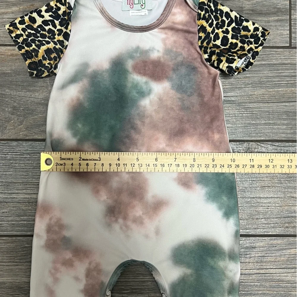 Ily Lily Boutique Romper 6-9 months Leopard & Tye Die One Piece Outfit Snaps
